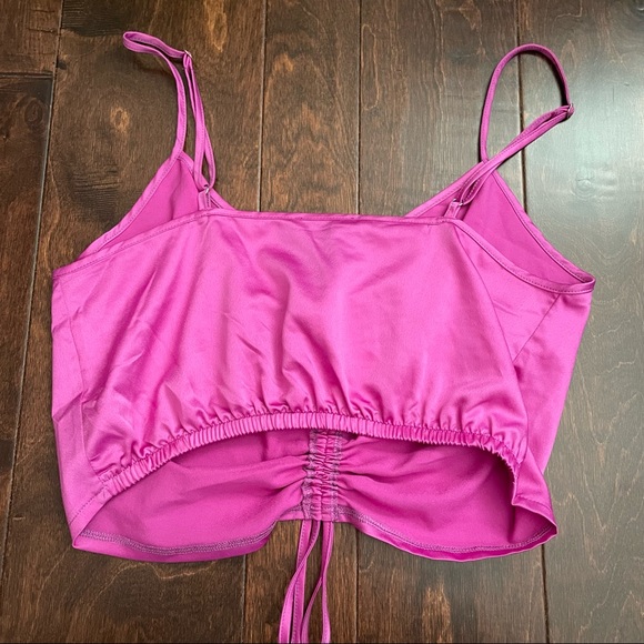 NWT Zara fuchsia ruched satin effect crop top - Picture 8 of 9